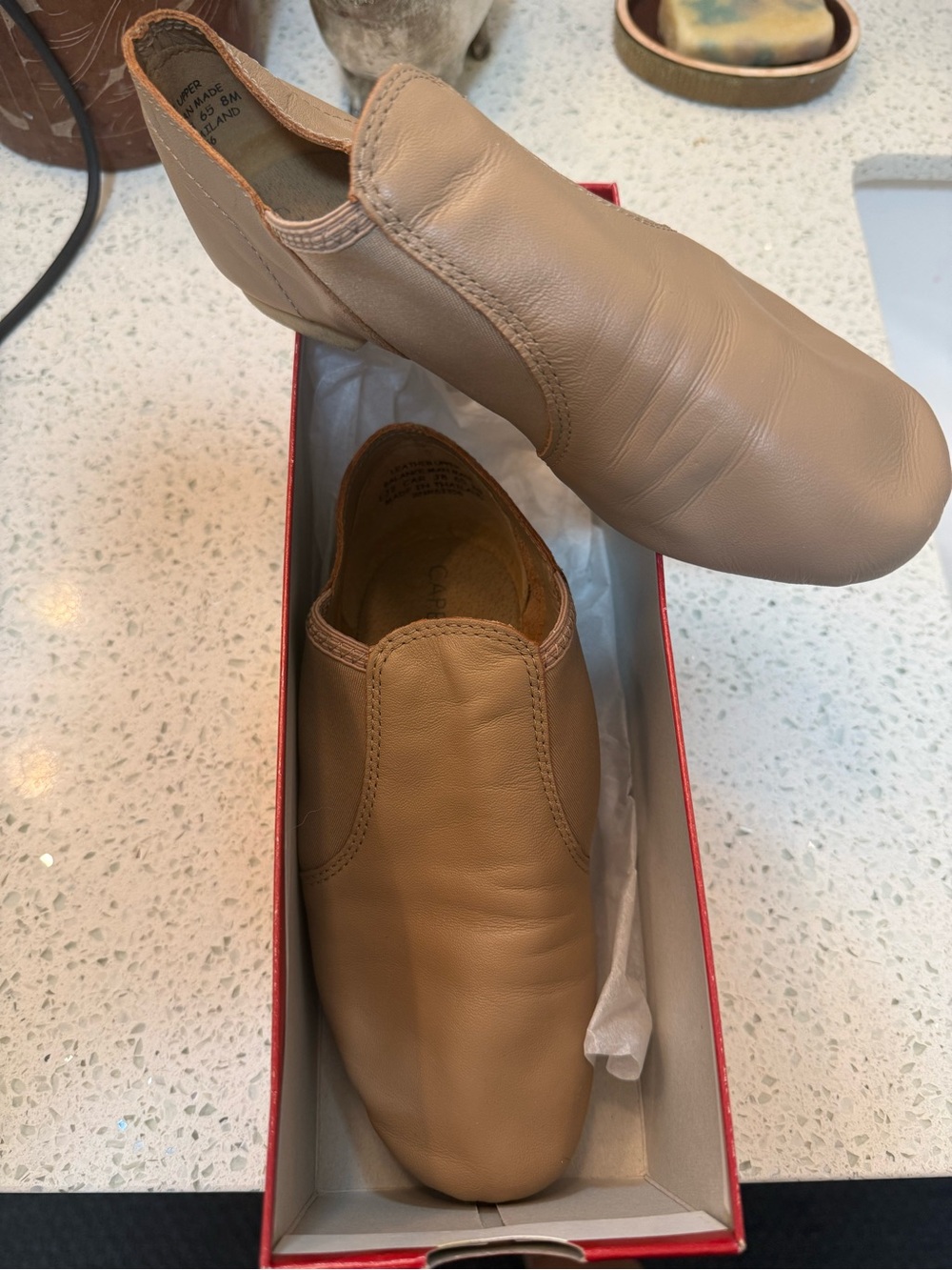 Capezio Tan Leather Slip-On Dance Loafers